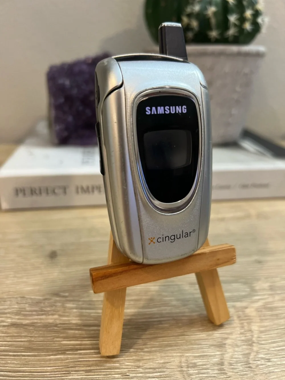 Samsung Cingular Flip Phone Silver Vintage Y2K Cell Phone AT&T Era Collectible